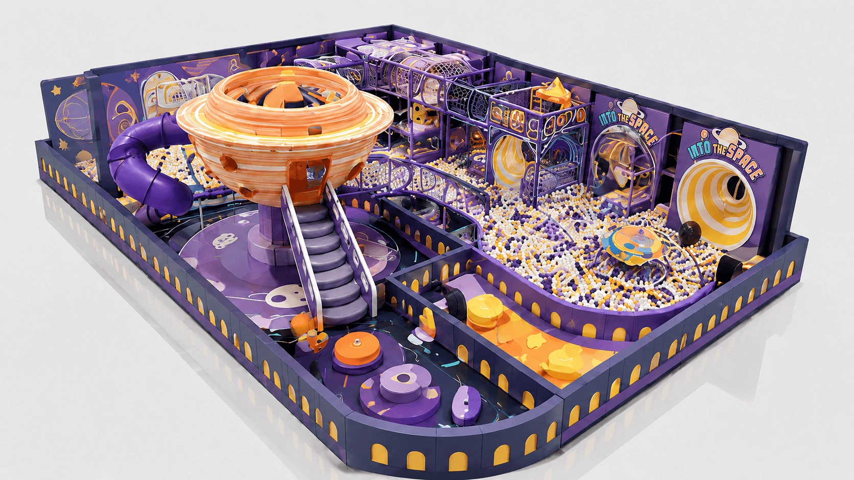 Pasadyang 3D na layout para sa disenyo ng panloob na palaruan