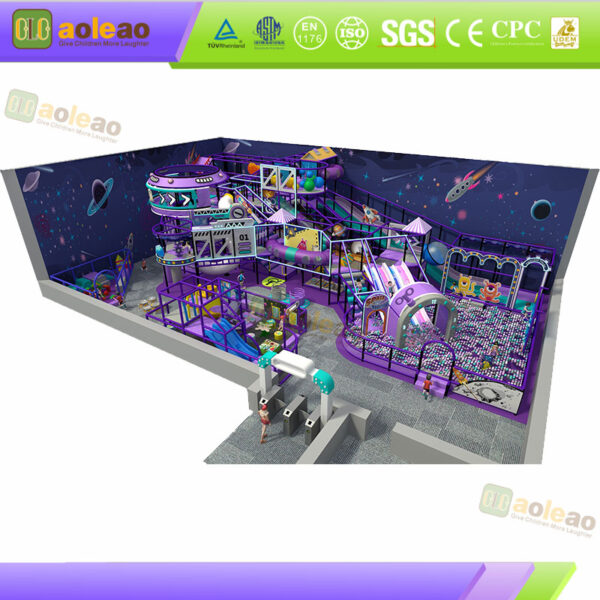 Space Theme Multi-Level Indoor Playground with Ball Pit and Slides