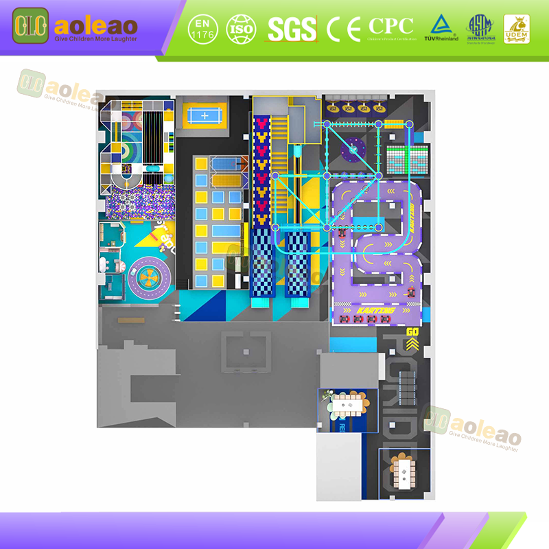 Kart Track Family Entertainment Center Equipment with Slides | Aoleao - Billede 3