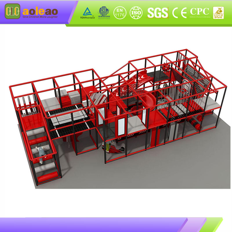 Red Indoor Obstacle Course Equipment with Ninja Challenge Zone | Aoleao - obrazek 2