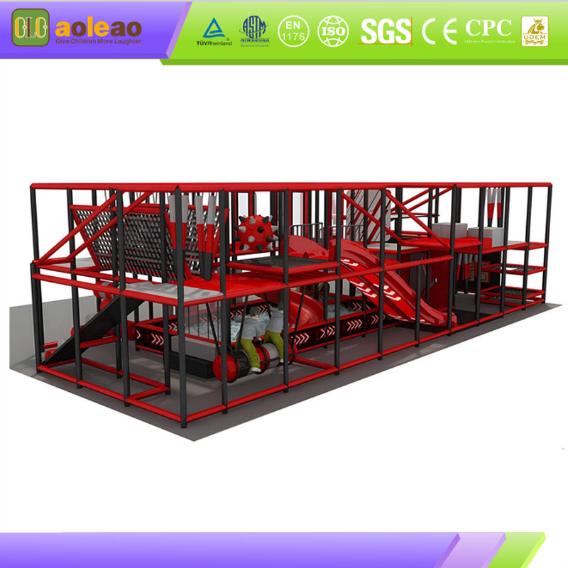 Red Indoor Obstacle Course Equipment with Ninja Challenge Zone | Aoleao - obrazek 3