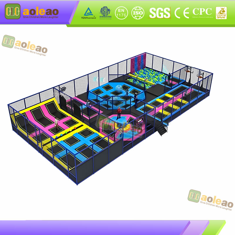 Blue-Pink Indoor Trampoline & Adventure Playground for Kids | Aoleao - Gambar 2