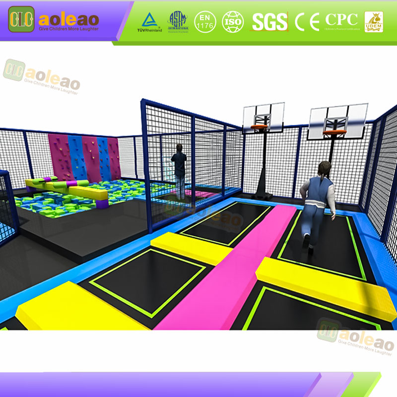 Blue-Pink Indoor Trampoline & Adventure Playground for Kids | Aoleao - Gambar 4