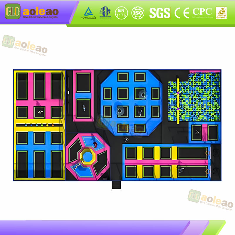 Blue-Pink Indoor Trampoline & Adventure Playground for Kids | Aoleao - Gambar 5