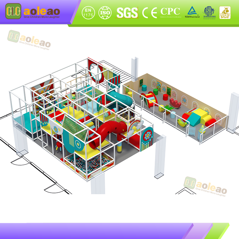 Compact Indoor Play Area Equipment with Tube Slide Route | Aoleao - Imagem 2