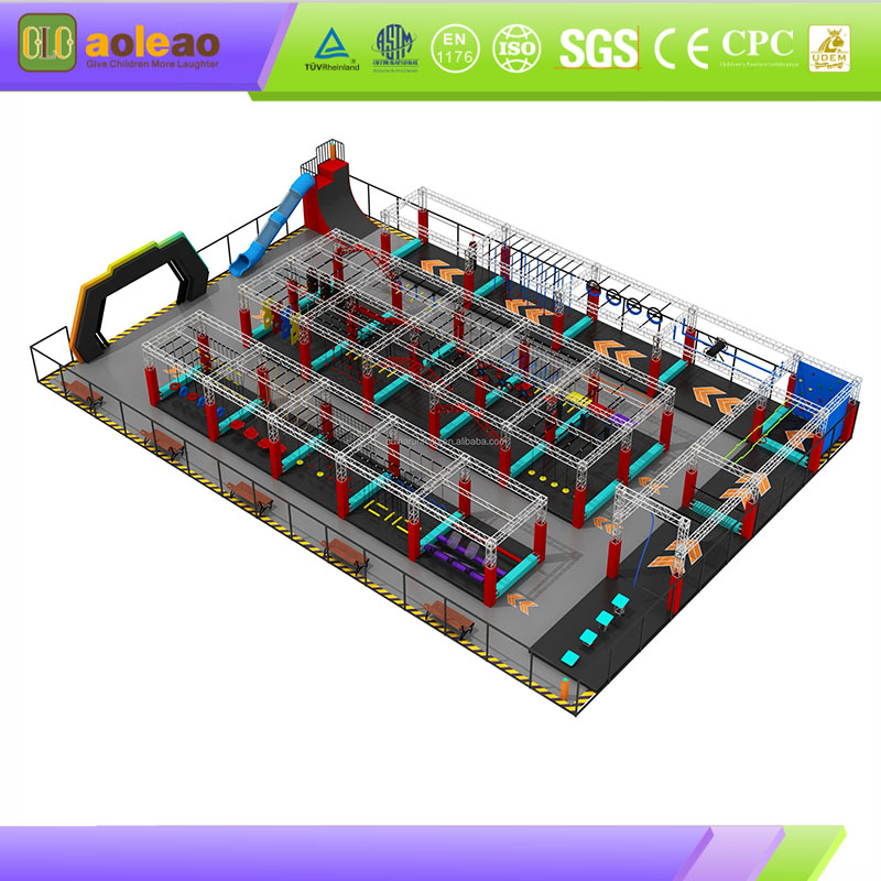 Competitive Ninja Warrior Course Equipment with Multi-Lane Layout