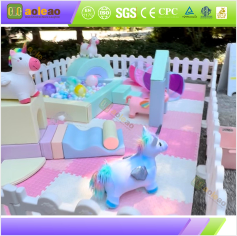 Pastel Unicorn Soft Play Area with Ball Pit & Tunnel | Aoleao - Bilde 2