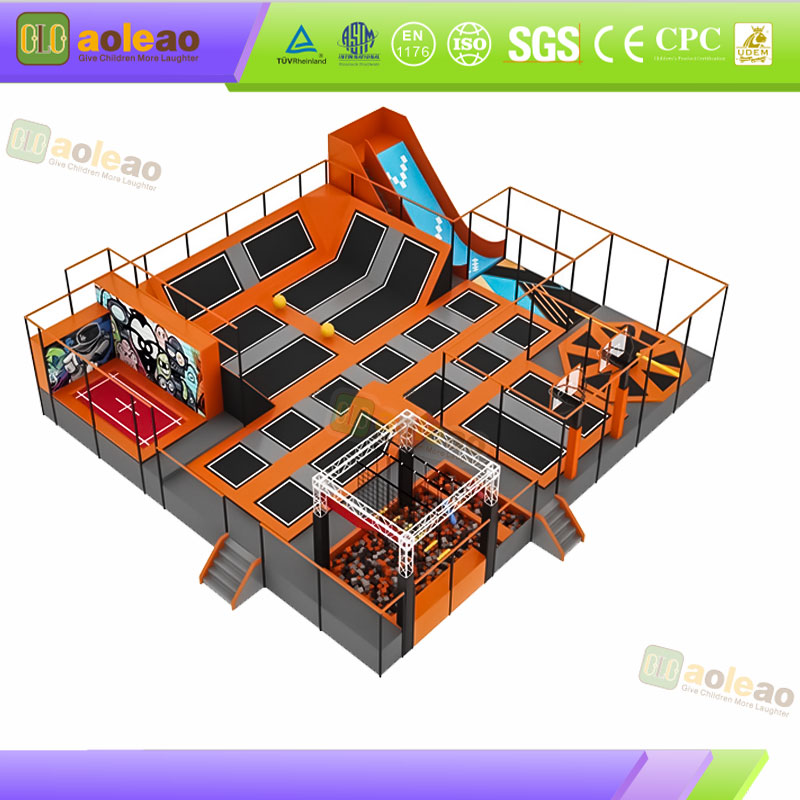 Orange Indoor Adventure Playground with Slides & Ball Pit | Aoleao - Imagen 3