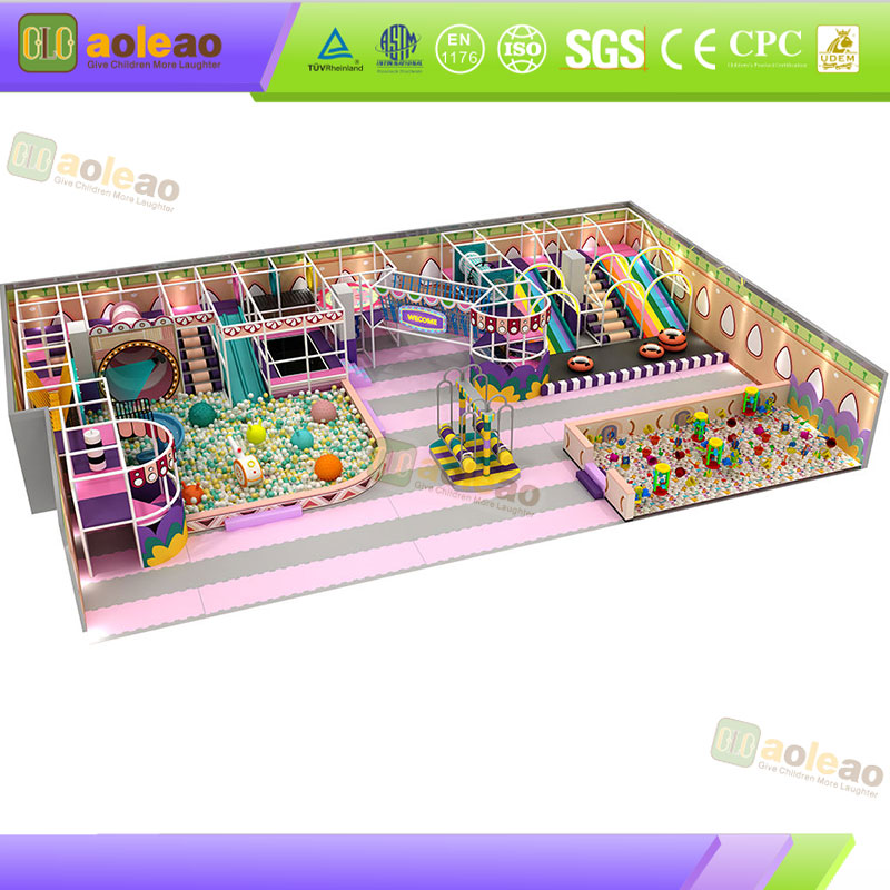 Pastel Commercial Soft Play Equipment with Ball Pit and Slides